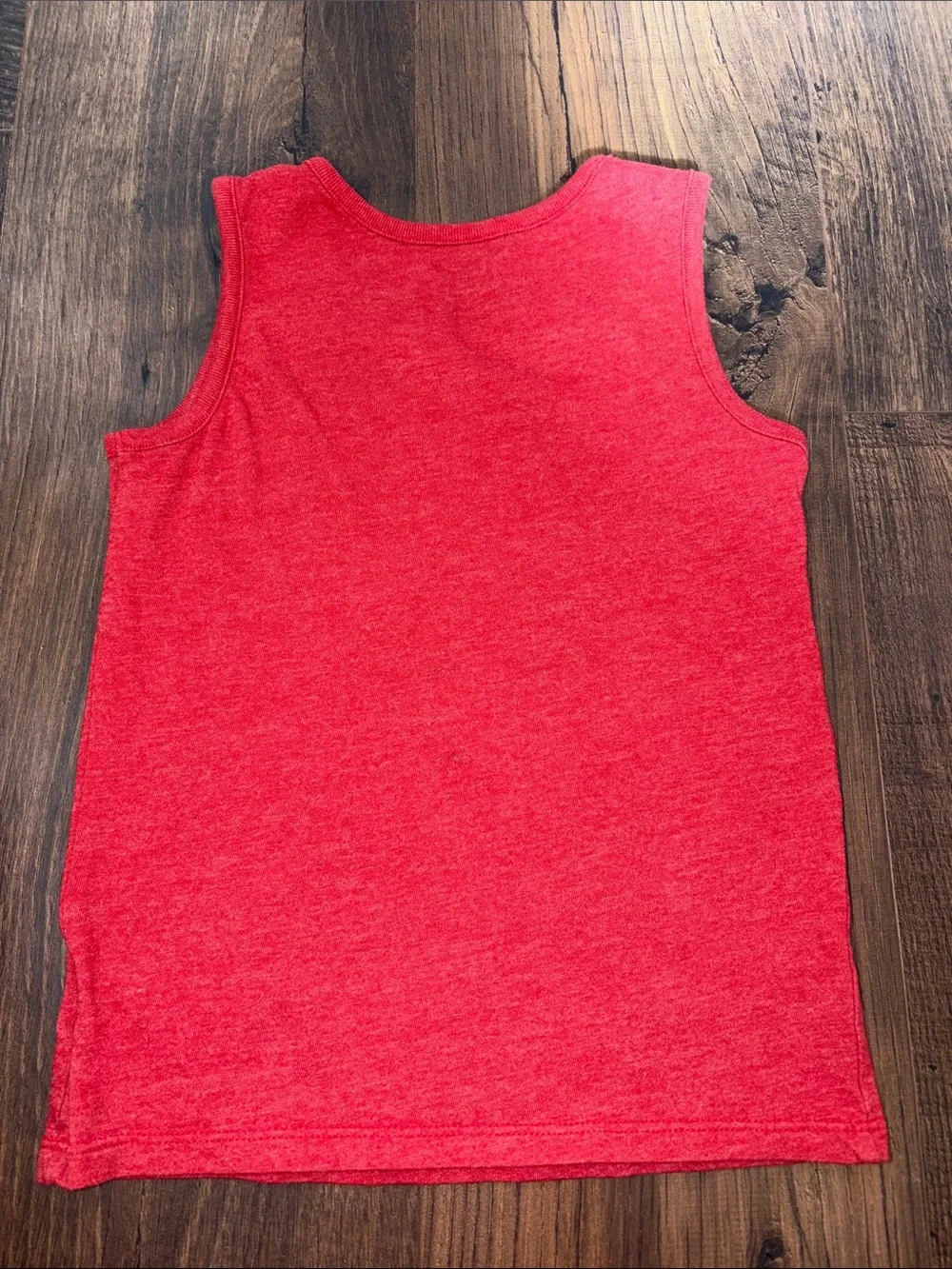 Old Navy Red Tank Top with Yellow 'Lost Sleeves' Patch